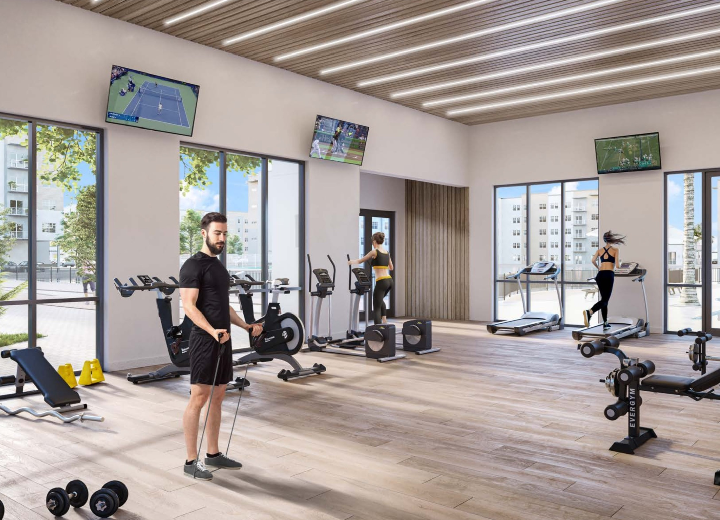 Gimnasio de Alta Gama en Millenia Park: Fitness con Vista a la Piscina